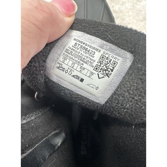 Sperry Boots Womens 10 Saltwater Lace Up Zip Ankle Duck Boot 86423 Black Leather - Picture 7 of 11